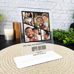 Birthday Gift For Dad Black Grid Photo Frame Personalised Acrylic Plaque - Gift, Custom - thumbnail 2