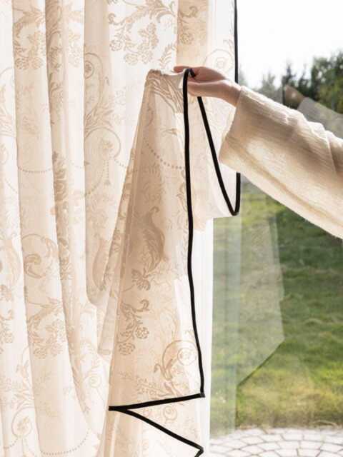 Custom Voile Curtain Sheer Polyester Curtain Embroidered Damask, Made To Measure - image 1