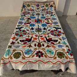 Cotton Suzani Throw Quilt - Handcrafted Embroidery, Vibrant Boho Design, Unique Ethnic Bedding - thumbnail 2
