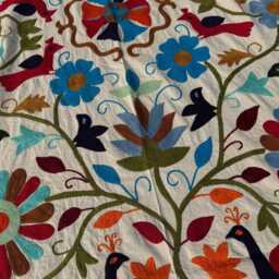 Cotton Suzani Throw Quilt - Handcrafted Embroidery, Vibrant Boho Design, Unique Ethnic Bedding - thumbnail 3