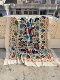 Cotton Suzani Throw Quilt - Handcrafted Embroidery, Vibrant Boho Design, Unique Ethnic Bedding - thumbnail 1