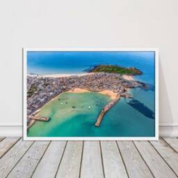st Ives Cornwall Aerial Print Beach Seascape, Framed Picture - thumbnail 2