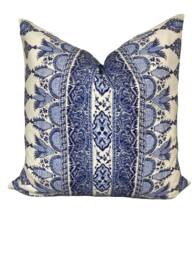 Thibaut Akola Stripe Blue & White Cushion Cover Pillow Double Sided - thumbnail 1