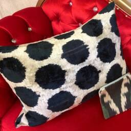 Handwoven Silk Ikat Velvet Pillow Cover Home Decor Ethnic Accent - thumbnail 3