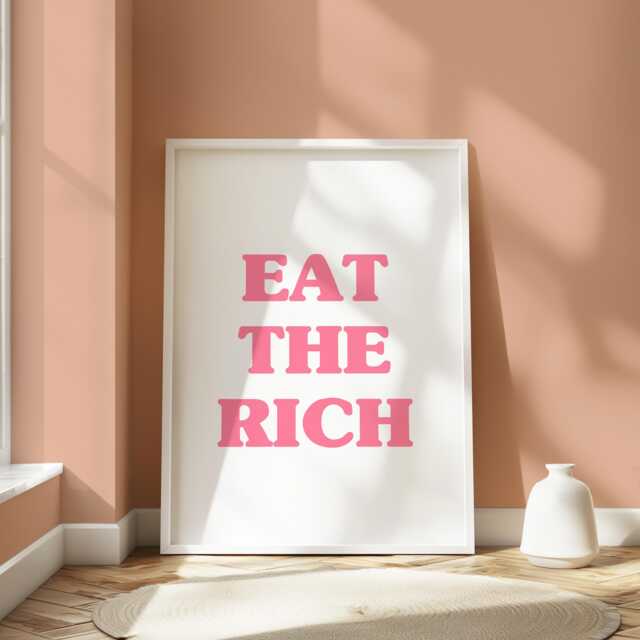 Eat The Rich Pink Poster Print Feminist Wall Art - image 1