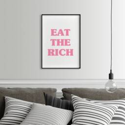 Eat The Rich Pink Poster Print Feminist Wall Art - thumbnail 3