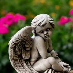 Sitting Cherub Statue Concrete Angel Figurine Stone Baby Sculpture Outdoor Garden Decoration Winged Child Ornament Heavenly Gift Idea - thumbnail 4