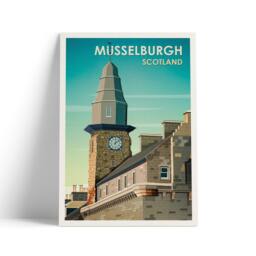 Musselburgh Print - Edinburgh Poster Old Town Hall Clock Tower East Lothian Midlothian - thumbnail 1