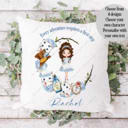 Alice in Wonderland Cushion, Fairytale Gift, Gift For Girl, Her, We're All Mad Mad Hatter Tea Party - thumbnail 2