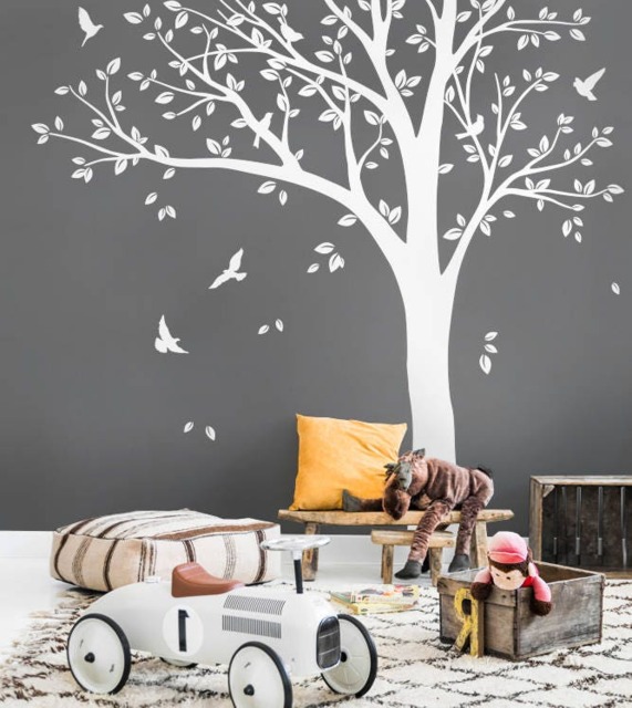 White Tree Wall Decal - Nursery Art, Baby Room Decor - image 1