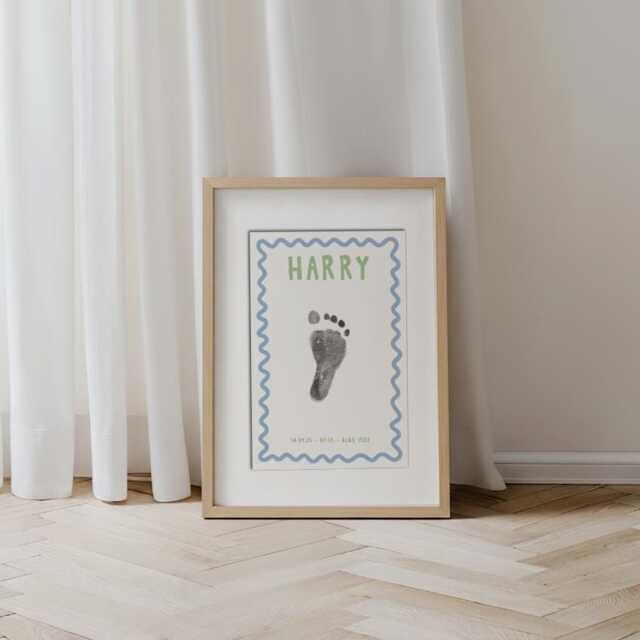 Personalised Nursery Decor Handprint Kit New Baby Gift Birth Details Footprint Personalised Keepsake Colourful - image 1