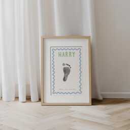 Personalised Nursery Decor Handprint Kit New Baby Gift Birth Details Footprint Personalised Keepsake Colourful - thumbnail 1