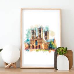 Lincoln Poster Print Set - Of 3 Posters - Lincolnshire Watercolour Wall Hanging Artwork Art Travel Decor - thumbnail 2