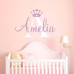 Wall Decal Girls Name Princess Crown Nursery Decor Baby Girl Decals/Room Vinyl Sticker Personalized - thumbnail 2