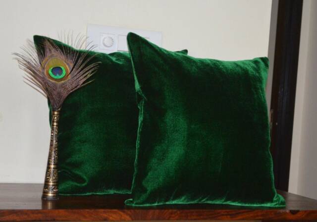 "Green Coloured Pillow/Sham Cover in Viscose Velvet - 18 "" X" - image 1