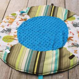 Travel Baby Play Mat - Woodland Animal Stripe Playmat Gender Neutral Shower Gift Tummy Time New Sensory - thumbnail 3