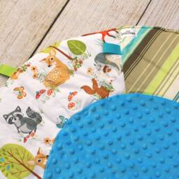 Travel Baby Play Mat - Woodland Animal Stripe Playmat Gender Neutral Shower Gift Tummy Time New Sensory - thumbnail 2