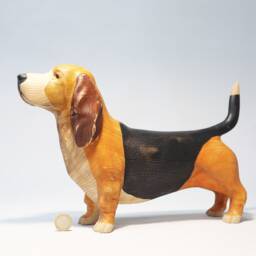 Wooden Basset Hound Sculpture - 2 - thumbnail 4