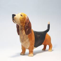 Wooden Basset Hound Sculpture - 2 - thumbnail 3