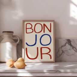 Bonjour Unframed Print - Colourful Wall Decor Poster French Hallway Housewarming Gift - thumbnail 2