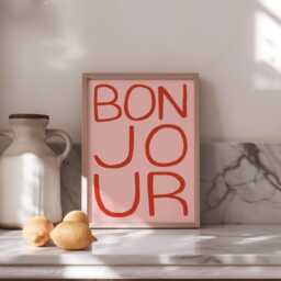 Bonjour Unframed Print - Colourful Wall Decor Poster French Hallway Housewarming Gift - thumbnail 3