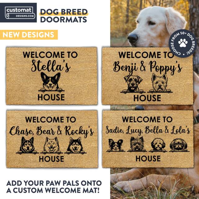 Personalized Dog Gift Welcome Mat - To Our House Doormat Custom Breed Door - image 1