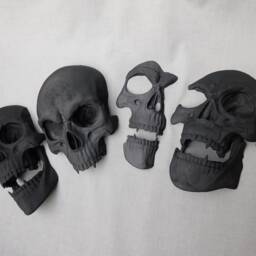 Vampire Skull Wall Decor 3D Printed Fanged Skulls, Gothic Set Of 4 - thumbnail 2