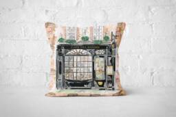 Illustrated Betty's Tea Rooms Inspired Cushion, Coffee Shop - thumbnail 1