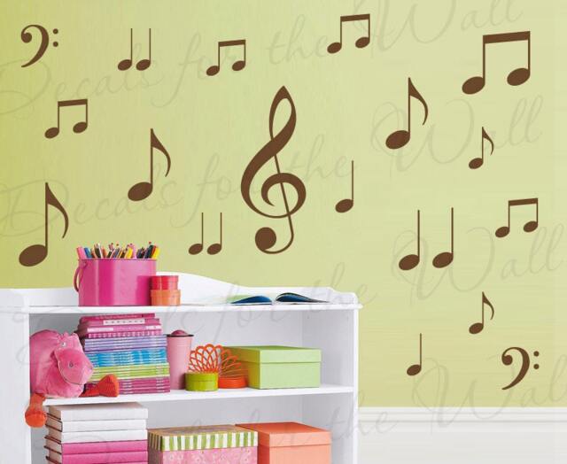 Music Notes Wall Mural Decals Vinyl Graphic Band Piano Kids Nursery Room Playroom Art Sticker Large Decoration Sign Decor G29 - image 1