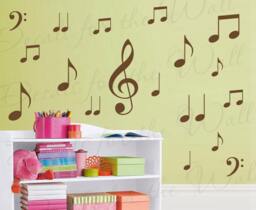 Music Notes Wall Mural Decals Vinyl Graphic Band Piano Kids Nursery Room Playroom Art Sticker Large Decoration Sign Decor G29 - thumbnail 1
