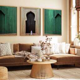 Set Of 3 Mosque Prints, Islamic Wall Art, Calligraphy Middle Eastern Decor, Mughal Arabic Muslim Home Decor - thumbnail 2