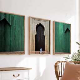 Set Of 3 Mosque Prints, Islamic Wall Art, Calligraphy Middle Eastern Decor, Mughal Arabic Muslim Home Decor - thumbnail 3
