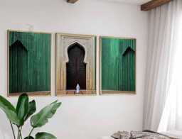 Set Of 3 Mosque Prints, Islamic Wall Art, Calligraphy Middle Eastern Decor, Mughal Arabic Muslim Home Decor - thumbnail 1