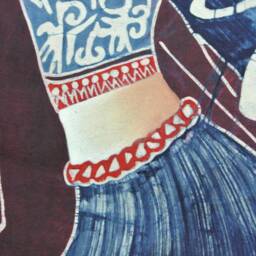 Vintage , Batik Painting Tapestry, The Horse Lady, Good Luck, Indigo Wall Hanging - thumbnail 4