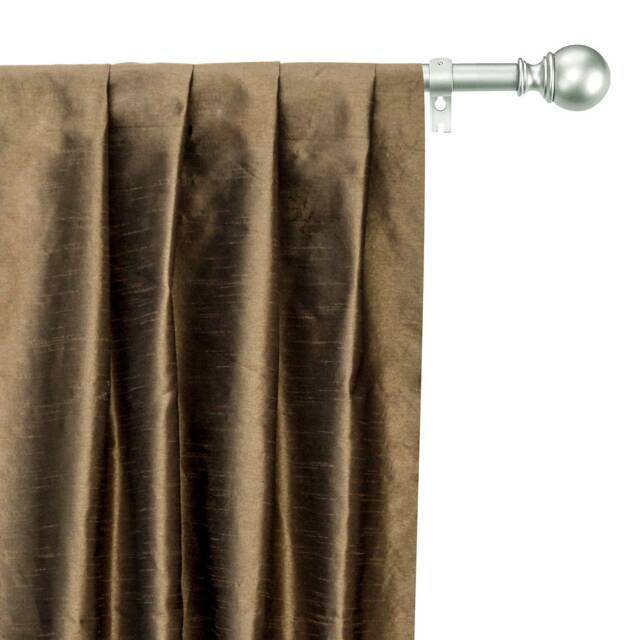Medium Brown Art Silk Curtain Panels, Faux Curtains - Rod Pocket, Grommet, Box Pleat, Three Pinch Tab Top & Plain Ring Top - image 1