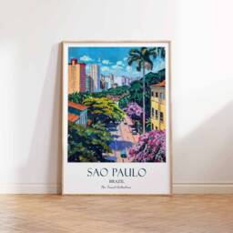 Sao Paulo Print, Travel Poster, Brazil Tropical Decor, Wall Art, Latin Gift - thumbnail 2