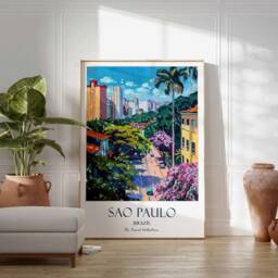 Sao Paulo Print, Travel Poster, Brazil Tropical Decor, Wall Art, Latin Gift - thumbnail 3