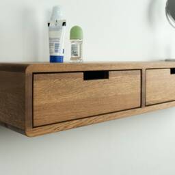 Floating Oak Makeup Table With 3 Drawers Wall Mounted Vanity Desk - thumbnail 2