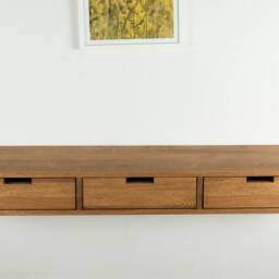 Floating Oak Makeup Table With 3 Drawers Wall Mounted Vanity Desk - thumbnail 4