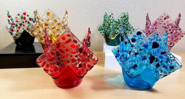 Fused Glass Handkerchief Candle Vase/Draped Textural Holder - image 1