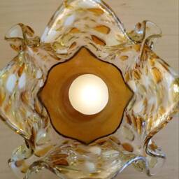 Fused Glass Handkerchief Candle Vase/Draped Textural Holder - thumbnail 4