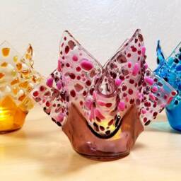 Fused Glass Handkerchief Candle Vase/Draped Textural Holder - thumbnail 3