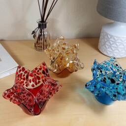 Fused Glass Handkerchief Candle Vase/Draped Textural Holder - thumbnail 2