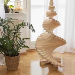 Christmas Tree Wood, Minimal For Chrismas, Eco Holiday Small Space, Country Decoration, Home Decor 114cm - thumbnail 2