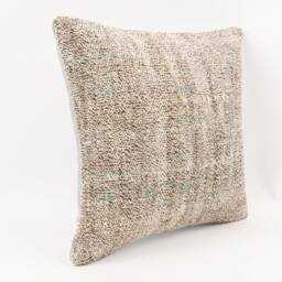 Handmade Turkish Kilim Pillow Embroidered Wool Cushion Cover - 18''x18'' - thumbnail 3