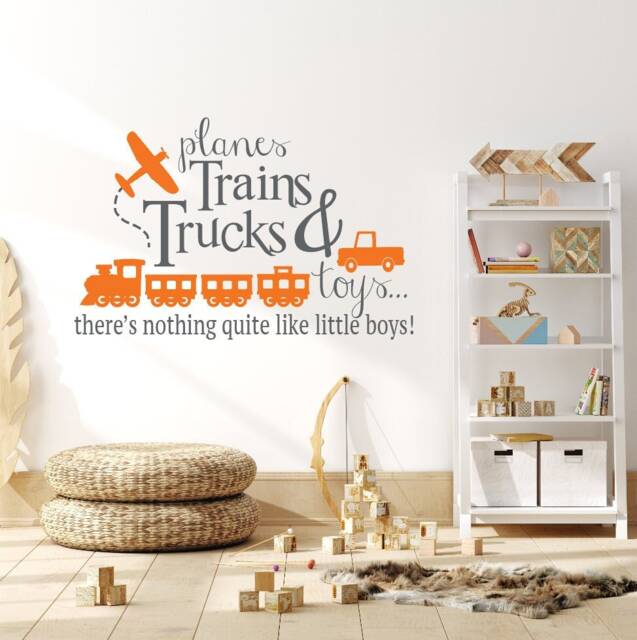 Airplane Wall Decal, Boy Train Decor, Toddler Room Truck Sticker, Playroom Toy Decor - image 1