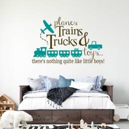 Airplane Wall Decal, Boy Train Decor, Toddler Room Truck Sticker, Playroom Toy Decor - thumbnail 3