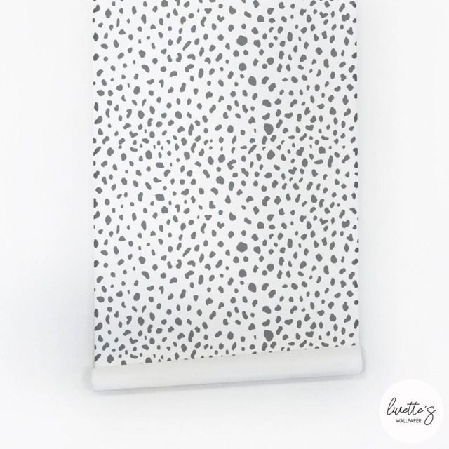 Removable Wallpaper With Grey Dalmatian Pattern/ Self Adhesive Or Traditional Wallpaper/ Bohemian Wall Mural - image 1