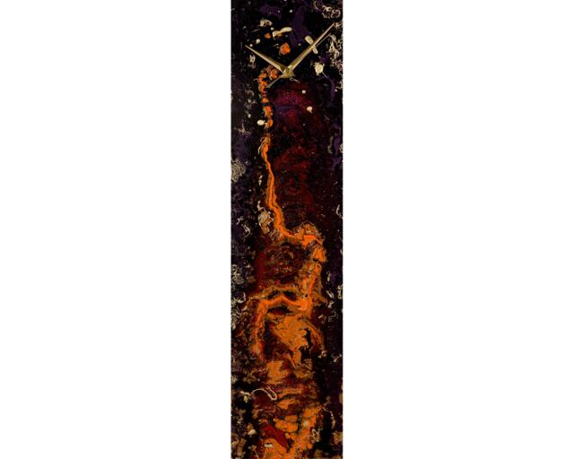 Handmade Dark Purple & Orange Glass Wall Clock Modern Industrial Decor - image 1