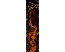 Handmade Dark Purple & Orange Glass Wall Clock Modern Industrial Decor - thumbnail 1